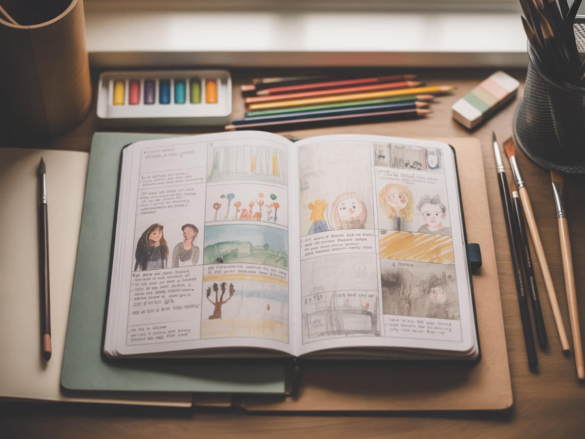 Student visual diary with sketches and annotations